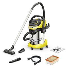 WD 6 Wet and Dry Vacuum Cleaner  with Stainless Steel of 30 l Tank Capacity and Power Socket